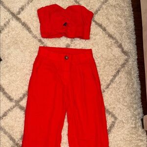 Women’s Vibrant Red Linen Set